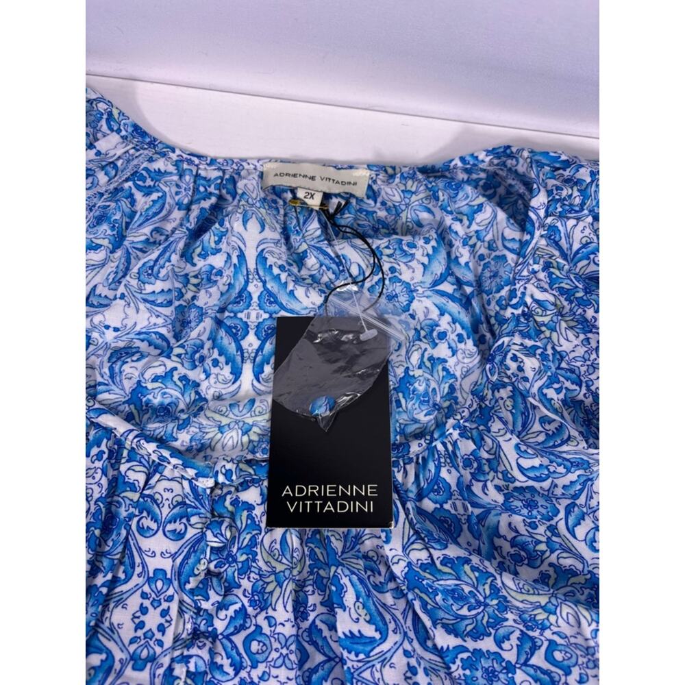 NWT Adrienne Vittadini Blue Floral Peasant Tunic Top Size 2XL 1196 - Picture 5 of 7